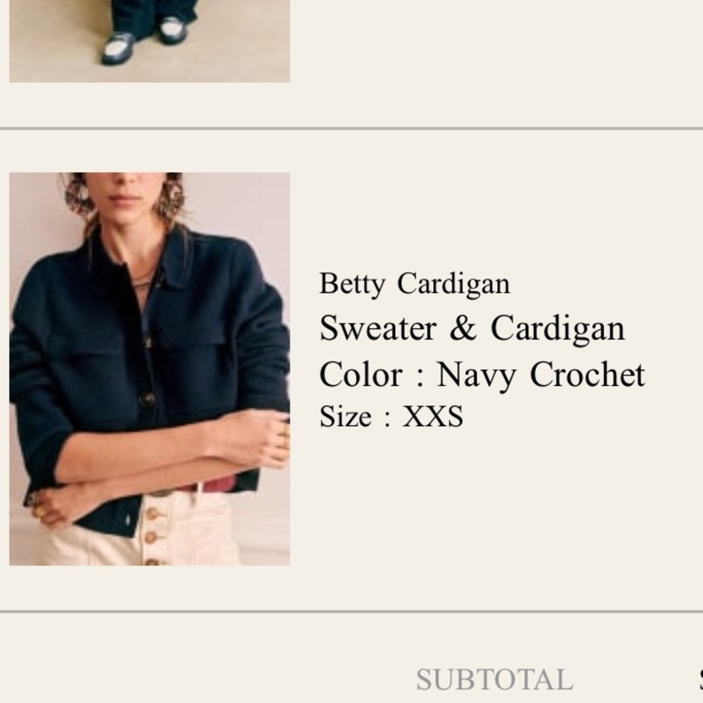 Sezane Navy Crochet Cardigan